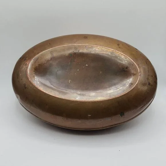 Vintage Copper Hot Water Bottle Lid Handle Bed Warmer Oval Shape 11" x 7.5" - Picture 4 of 9